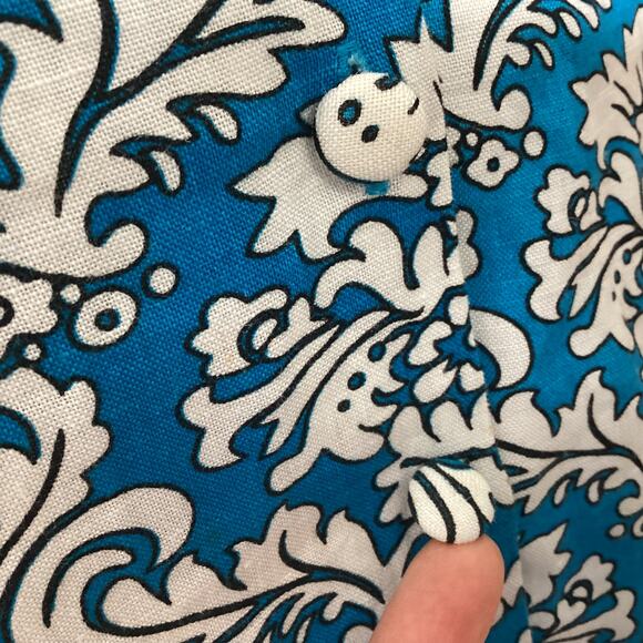 Vintage Tweeds Linen 3/4 Sleeve Tunic Top 1X Shoulder Pads Button Front V Neck - Picture 6 of 15